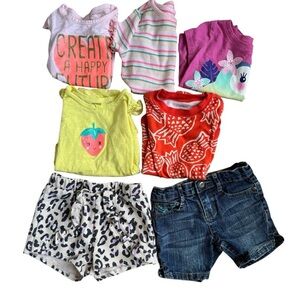 Bundle 18M Baby Girl 7PC Set Lot Summer Shorts Short Sleeve Tops